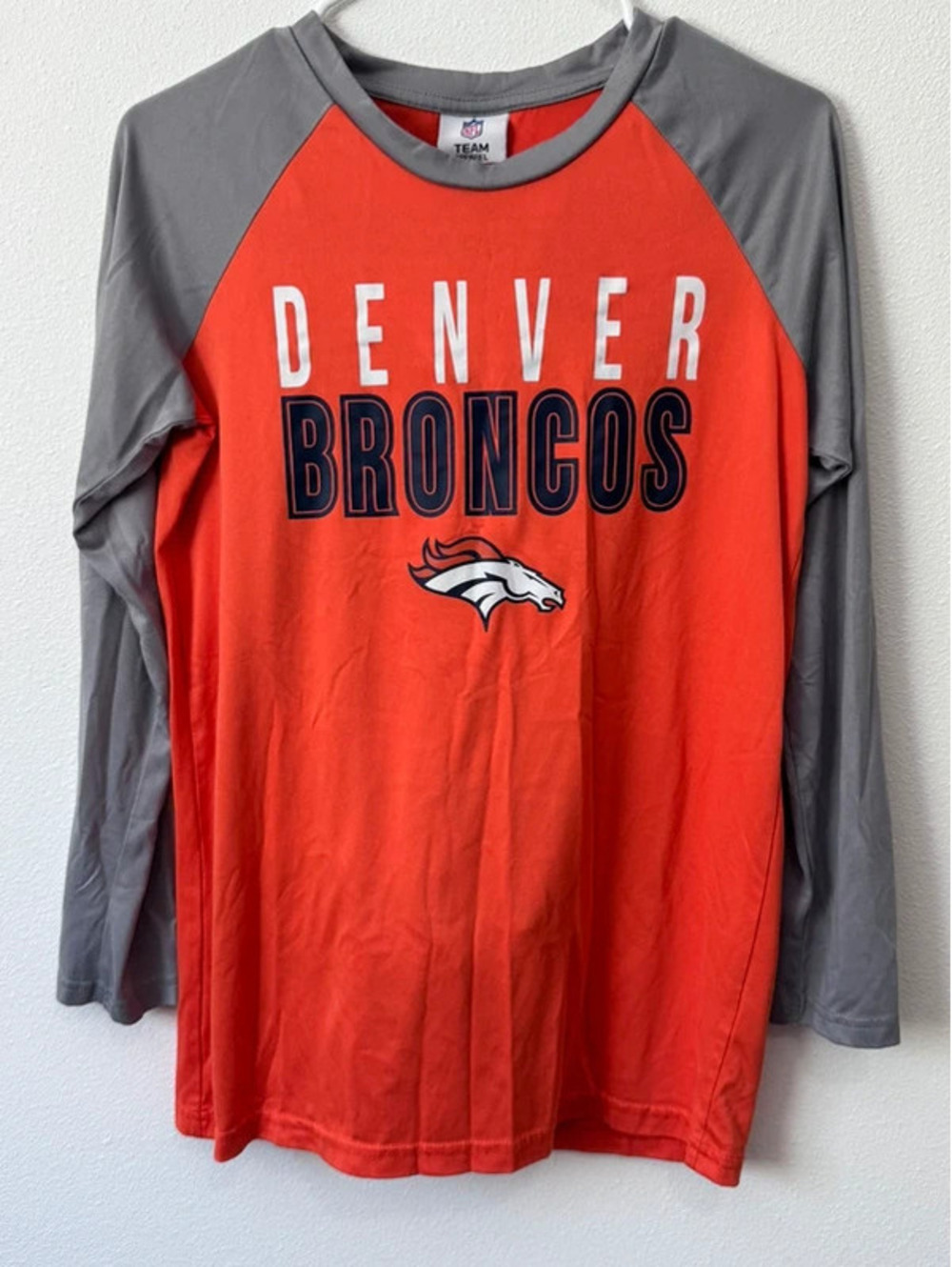 NFL Team Denver Broncos Youth XXL 18/20 2-Piece Pajama Set Orange Gray Plaid